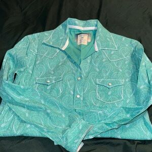 Men's Teal Paisley Button Down Shirt